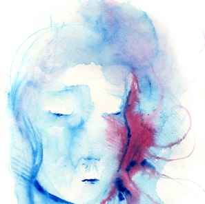 depression - illustrated by water color image of sullen face