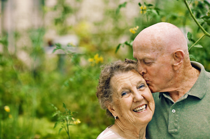 Loving senior couple