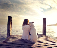 Woman self-care with dog