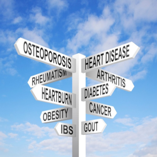 sign post with diseases listed