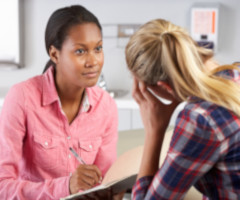 Healthcare career - illustrated by medical office consultation