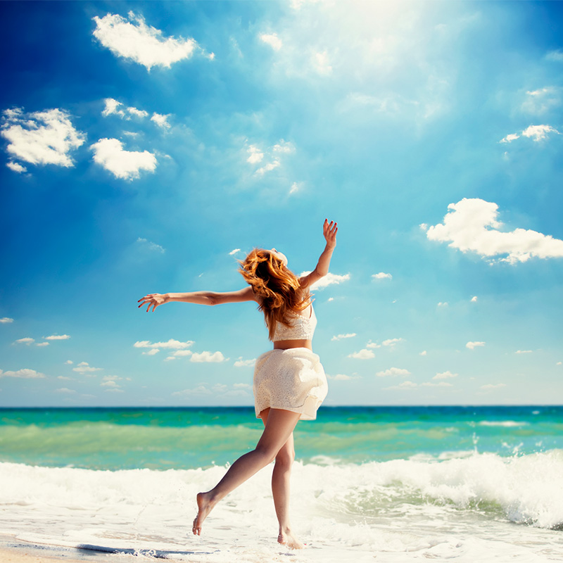 Woman dancing in the water